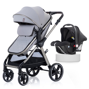TEKNUM Travel System with 3in1 Prime Stroller, Adaptor and Infant Car Seat -Gray