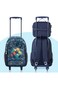 Eazy Kids 17&rdquo; Trolley School Bag Value Pack 5-in-1 with Wheels &ndash; Backpack, Lunch Bag, Water Bottle, Lunch Box &amp; Pencil Case, Blue