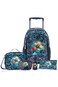 Eazy Kids 17&rdquo; Trolley School Bag Value Pack 5-in-1 with Wheels &ndash; Backpack, Lunch Bag, Water Bottle, Lunch Box &amp; Pencil Case, Blue