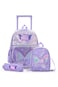 Eazy Kids 16&rdquo; Trolley School Bag Set of 3 with Wheels &ndash; Backpack, Lunch Bag &amp; Pencil Case w/ Laptop Compartment-Girl Power Purple