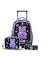Eazy Kids 18&rdquo; Trolley School Bag Set of 4&ndash; Trolley Backpack, Lunch Bag, Pencil Case and Coin Purse w/ Laptop Compartment,Teddy Black