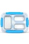 Eazy Kids Stainless Steel Lunch Box 710ml, 3 Compartment Leakproof Bento Box for Kids- Blue