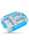 Eazy Kids Stainless Steel Lunch Box 710ml, 3 Compartment Leakproof Bento Box for Kids- Blue