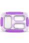 Eazy Kids Stainless Steel Lunch Box 710ml, 3 Compartment Leakproof Bento Box for Kids- Purple