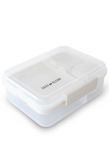 Eazy Kids 3/4/5 Compartment Convertible 1650ml Bento Lunch Box with 150ml Gravy Bowl - Grey