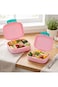 Eazy Kids Bento Lunch Box Set of 2, 1200ml + 760ml, Leakproof, BPA Free, Compartment Food Containers - Shine Pink