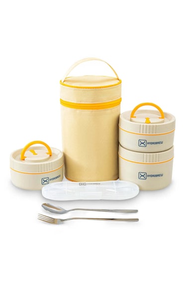 Hydrobrew Trio Deck Lunch Box with Cutlery - Opal Cream