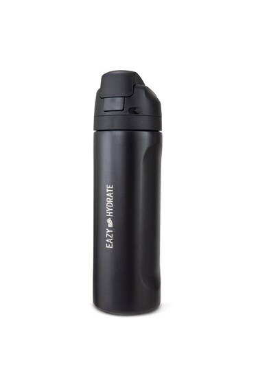 Eazy Kids Stainless Steel Water Bottle w/ Straw and Spout 710mL Black
