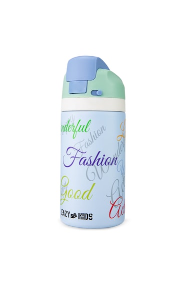 Eazy Kids Stainless Steel Water Bottle Bling w/ Straw and Spout 445 mL Success Blue