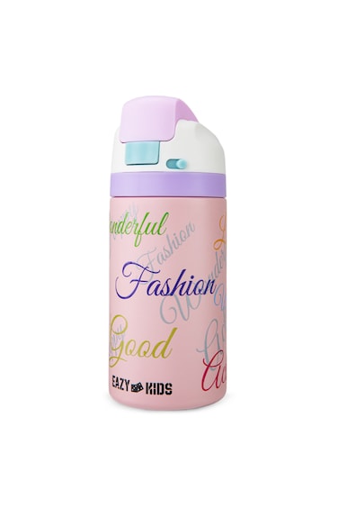 Eazy Kids Stainless Steel Water Bottle Bling w/ Straw and Spout 445 mL Success Pink