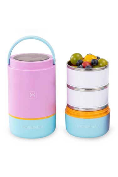 Hydrobrew Triple Decker Stainless Steel Lunch Box w/ Spoon-Candy Cloud