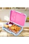 Eazy Kids 4 Compartment Bento Lunch Box &ndash; Leakproof BPA Free Food Container for Kids,  Flamingo Aqua
