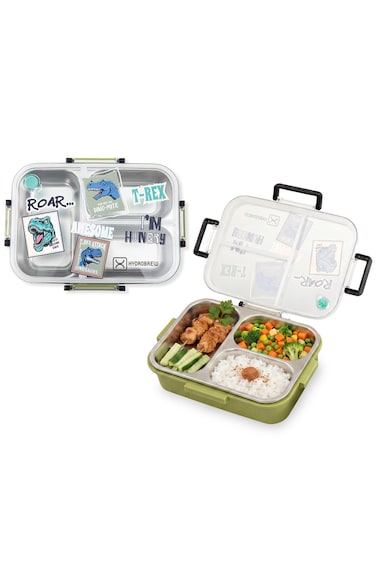 Hydrobrew Steel Core Bento Lunch Box 3 Compartment 750ml &ndash; Olive Roar