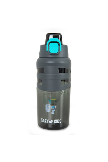Eazy Kids Flip Top Water Bottle 750ml &ndash; BPA Free Spout &amp; Straw Bottle for Kids, Urban Grey