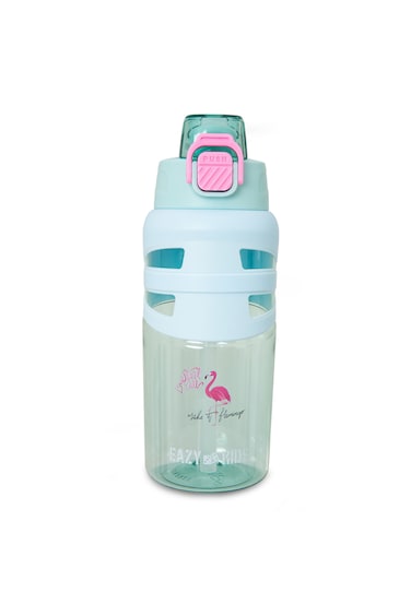 Eazy Kids Flip Top Water Bottle 750ml &ndash; BPA Free Spout &amp; Straw Bottle for Kids, Flamingo Aqua