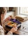Eazy Kids 6 &amp; 4 Convertible Bento Lunch Box w/Steel Spoon &amp; Fork Set - Teddy Black