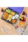 Eazy Kids 6 &amp; 4 Convertible Bento Lunch Box w/Steel Spoon &amp; Fork Set - Teddy Black