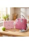 Eazy Kids 6 &amp; 4 Convertible Bento Lunch Box w/Steel Spoon &amp; Fork Set - Life Pink
