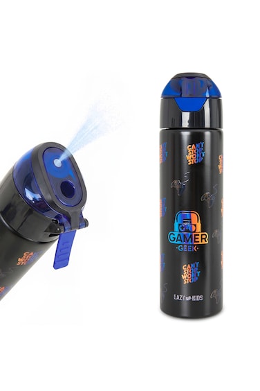 Eazy Kids - Insulated Stainless Steel Water Bottle w/Spray , Gamer 640ml Black