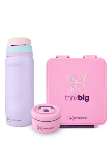 Hydrobrew Bento Lunch Box 1.74L w/ Steel Food Jar &amp; Sip Switch Water Bottle 1000ml   Leakproof Meal Box &ndash; ThinkBig Pink