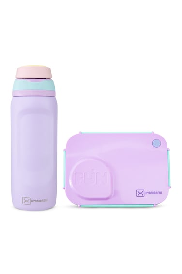 Hydrobrew Steel Core Lunch Box 750ml w/ Food Jar &amp; Sip Switch Water Bottle 1000ml   Stainless Steel Leakproof Meal Box &ndash; Berry Cream
