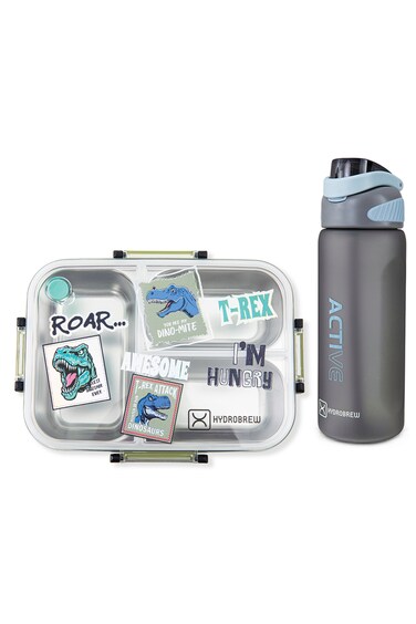 Hydrobrew Steel Core Bento Lunch Box 750ml w/ Sip Switch Tritan Water Bottle 1000ml   Leakproof 3 Compartment Meal Box &ndash; Olive Roar
