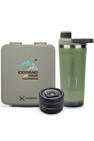 Hydrobrew Bento Lunch Box 1.74L w/ Steel Food Jar &amp; Sip Core Stainless Steel Bottle 720ml   Leakproof Meal Box &ndash; Adventure Sage