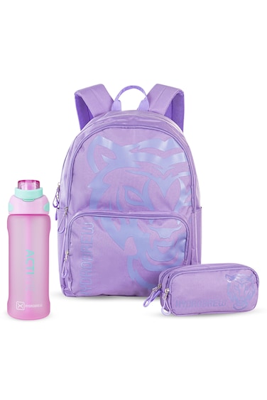 Hydrobrew 18" Backpack w/ Sip Switch Tritan Water Bottle 1000ml   Laptop Backpack w/ Bottle &ndash; Purple