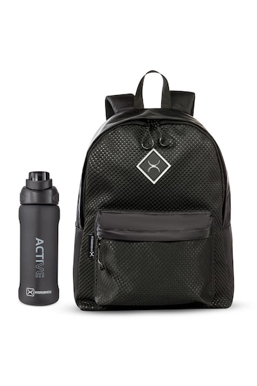 Hydrobrew 17" Backpack w/ Sip Switch Tritan Water Bottle 1000ml   Laptop Backpack w/ Bottle &ndash; Black