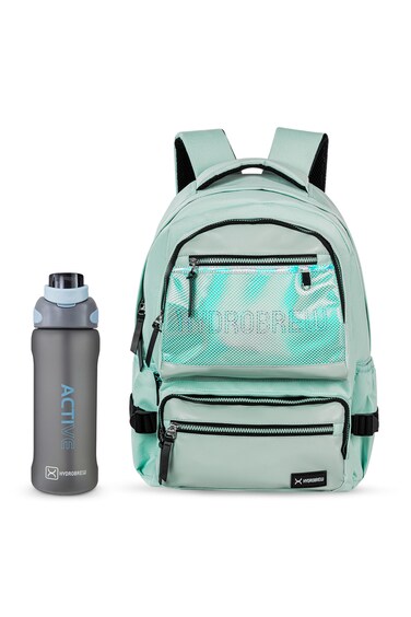 Hydrobrew 18" Backpack w/ Sip Switch Tritan Water Bottle 1000ml   Laptop Backpack w/ Bottle &ndash; Green