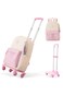 Eazy Kids 16.5&rdquo; School Backpack w/ 4-Wheel Trolley&ndash;Lightweight Laptop School Bag Set, Blush Rush Pink