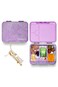 Eazy Kids 16&rdquo; School Bag Set of 3 w/ Stainless Steel Glitter Water Bottle &amp; Convertible Bento Lunch Box &ndash; Purple