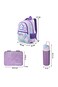 Eazy Kids 16&rdquo; School Bag Set of 3 w/ Stainless Steel Glitter Water Bottle &amp; Convertible Bento Lunch Box &ndash; Purple