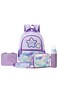 Eazy Kids 16&rdquo; School Bag Set of 3 w/ Stainless Steel Glitter Water Bottle &amp; Convertible Bento Lunch Box &ndash; Purple