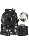 Eazy Kids Footballer Backpack Set w/ Complimentary Football, Jumbo Bento Lunch Box &amp; Stainless Steel Water Bottle &ndash; Black