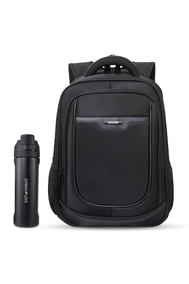 Eazy Kids 16&rdquo; Backpack with laptop sleeve w/ Stainless Steel Water Bottle 710ml &ndash; Black