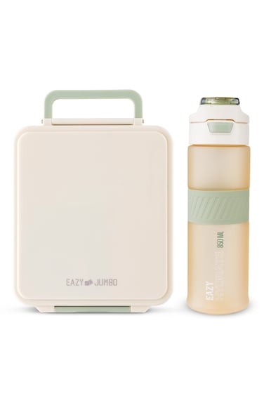 Eazy Kids Jumbo Bento Lunch Box w/ Tritan Water Bottle 850ml &ndash; Ivory