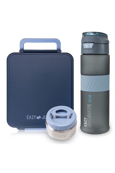 Eazy Kids Jumbo Bento Lunch Box w/ Tritan Water Bottle 850ml &ndash; Blue