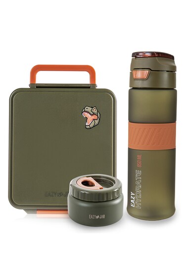 Eazy Kids Jumbo Bento Lunch Box w/ Tritan Water Bottle 850ml &ndash; Olive Green