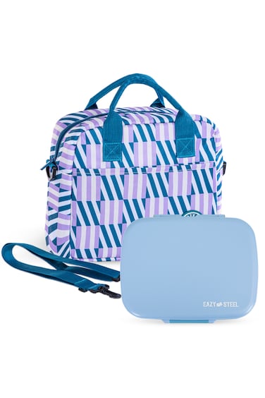 Eazy Kids Premium Stainless Steel Lunch Box 710ml w/ Insulated Lunch Bag &ndash; Blue