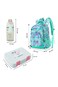 Eazy Kids School Bag 18" w/ Bento Lunch Box &amp; Water Bottle &ndash; Geometrical Green