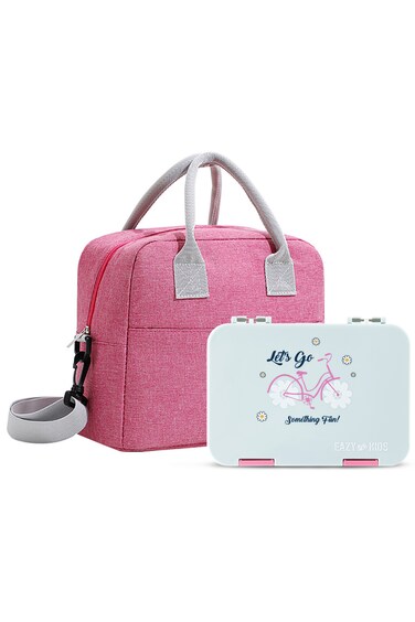 Eazy Kids 4 Compartment Bento Lunch Box w/ Insulated Lunch Bag &ndash; Bicycle Mint