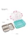 Hydrobrew Steel Core 3 Compartment Lunch Box w/ Stainless Steel Cutlery Set &ndash; Teal Spark