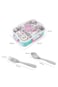 Hydrobrew Steel Core 3 Compartment Lunch Box w/ Stainless Steel Cutlery Set &ndash; Teal Spark