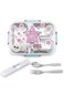 Hydrobrew Steel Core 3 Compartment Lunch Box w/ Stainless Steel Cutlery Set &ndash; Teal Spark