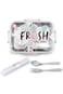 Hydrobrew Steel Core 3 Compartment Lunch Box w/ Stainless Steel Cutlery Set &ndash; Fresh Pink