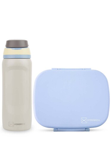 Hydrobrew Smart Serve Bento Lunch Box 1100ml w/ Sip Switch Stainless Steel Water Bottle 1000ml &ndash; Sky Mist