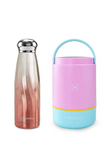 Hydrobrew Triple Decker Stainless Steel Lunch Box 900ml w/ Double Wall Stainless Steel Water Bottle 420ml &ndash; Candy Cloud