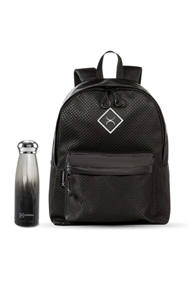 Hydrobrew 17" Backpack w/ Double Wall Stainless Steel Water Bottle 420ml &ndash; Black