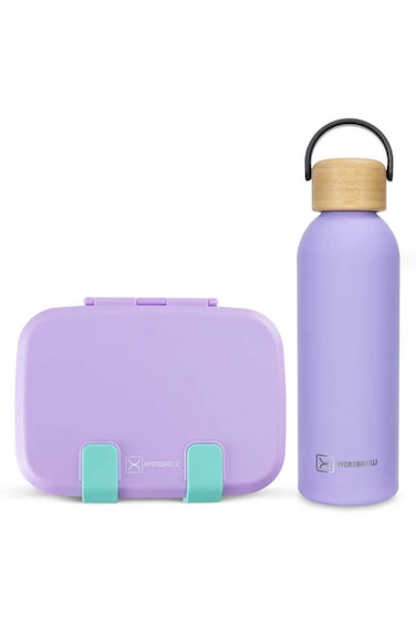 Hydrobrew Steel Core Stainless Steel Lunch Box 839ml &amp; Double Wall Stainless Steel Water Bottle 500ml &ndash; Purple